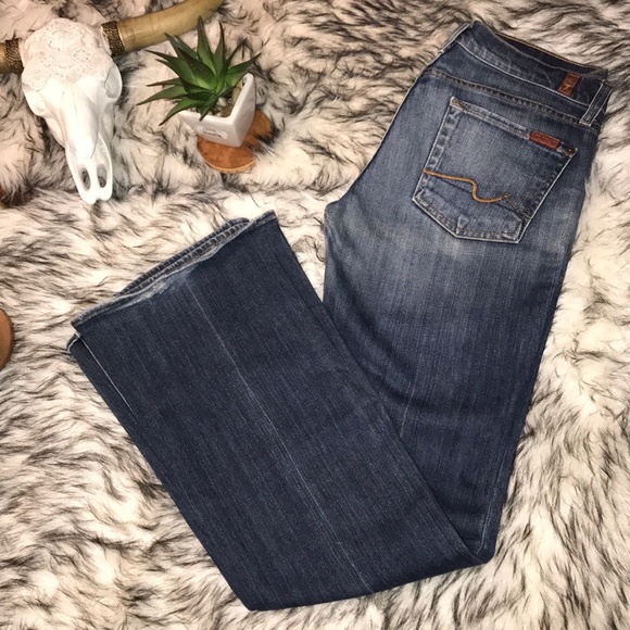 Seven 7 for all Mankind Vintage Wash Flare Jean Low Rise - Picture 1 of 6